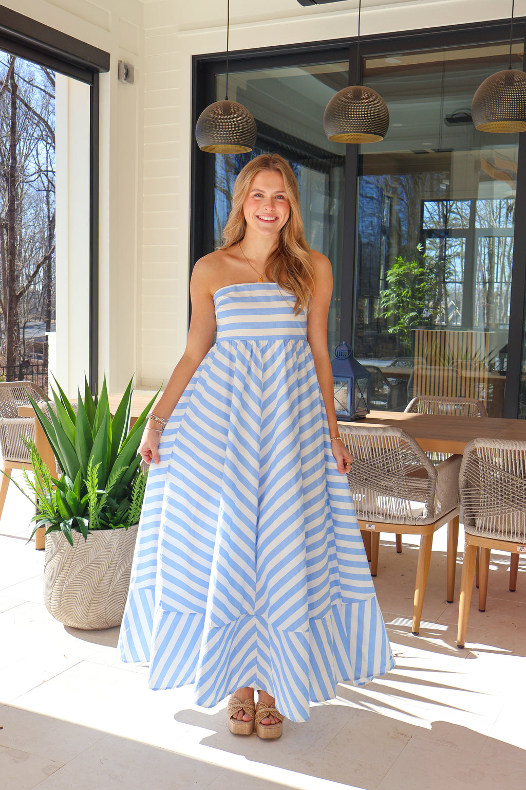 Seabreeze Maxi Dress - Blue Stripe