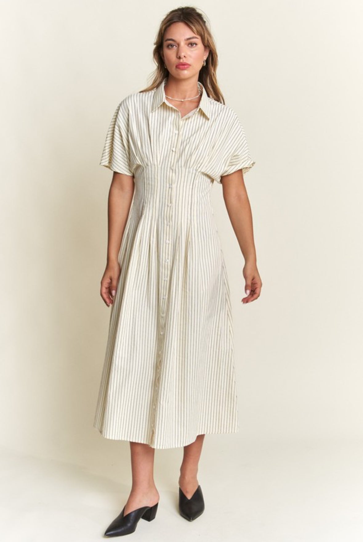 Vivienne Pinstripe Midi Dress