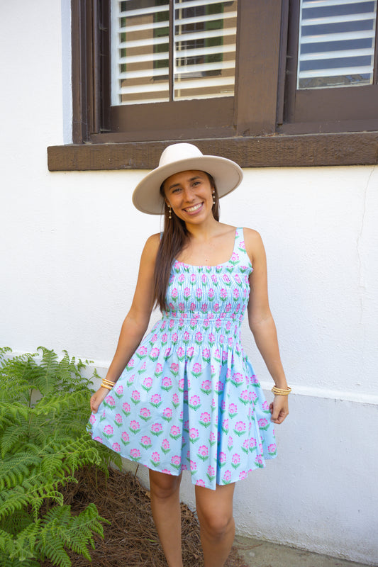 Keeley Blue Floral Mini Dress