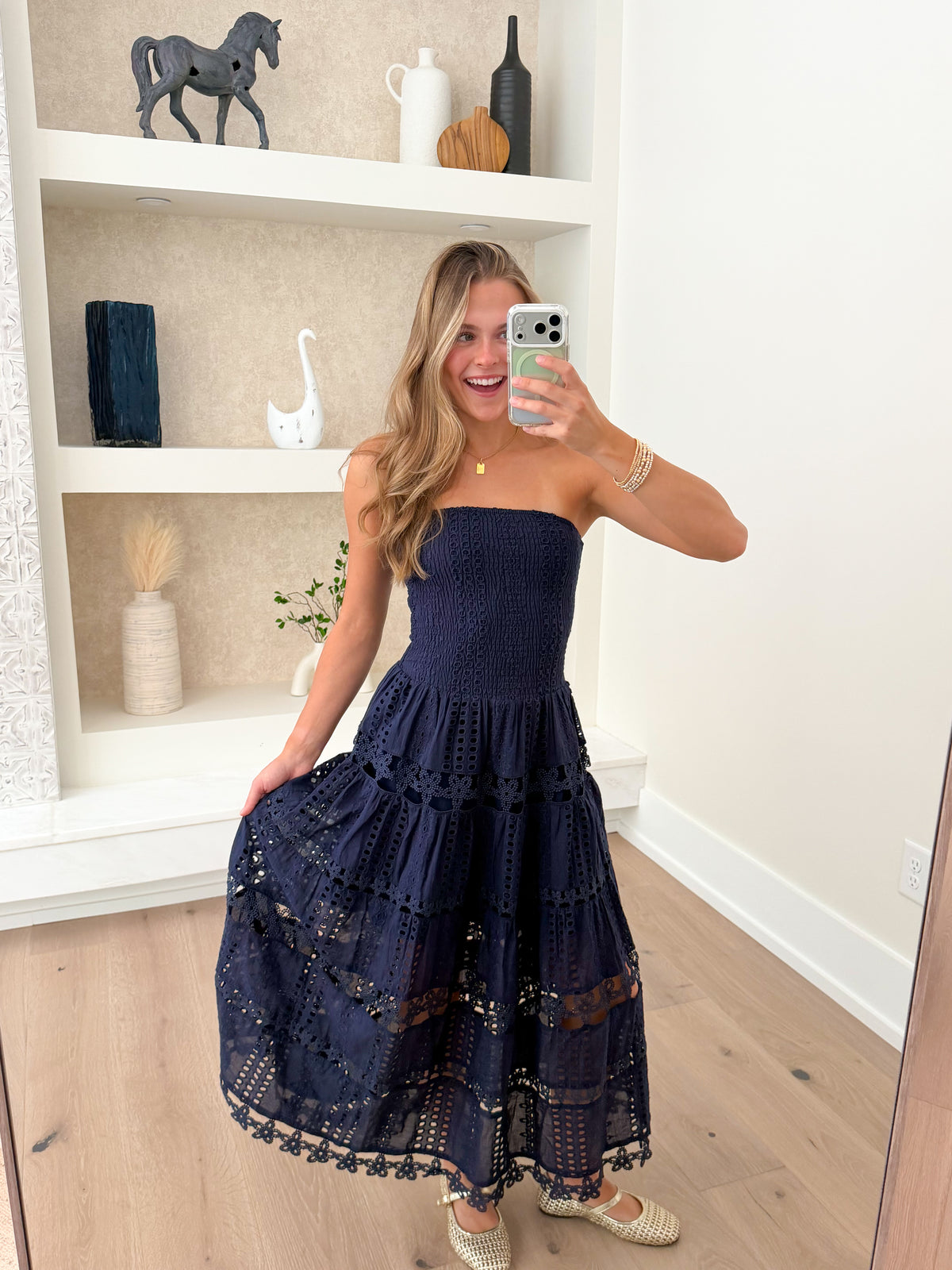 Evie Lace Tube Dress - Navy