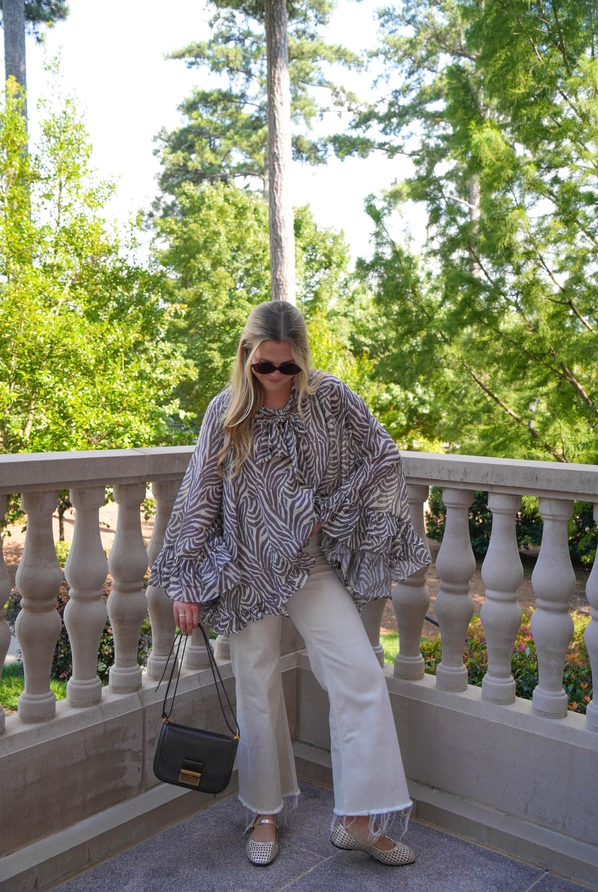 Margot Zebra Ruffle Blouse