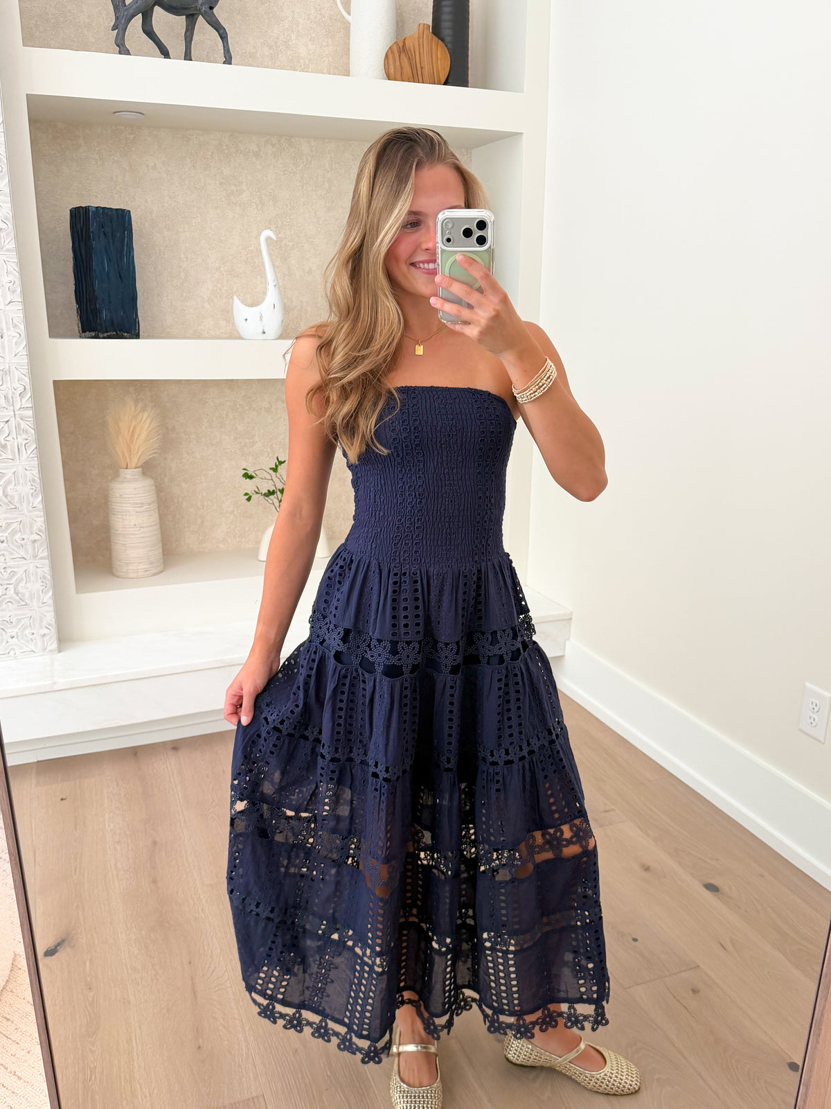 Evie Lace Tube Dress - Navy