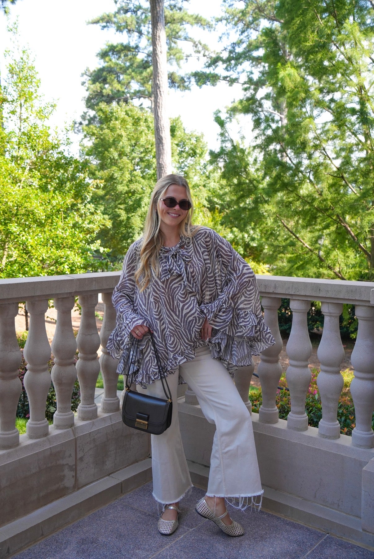 Margot Zebra Ruffle Blouse