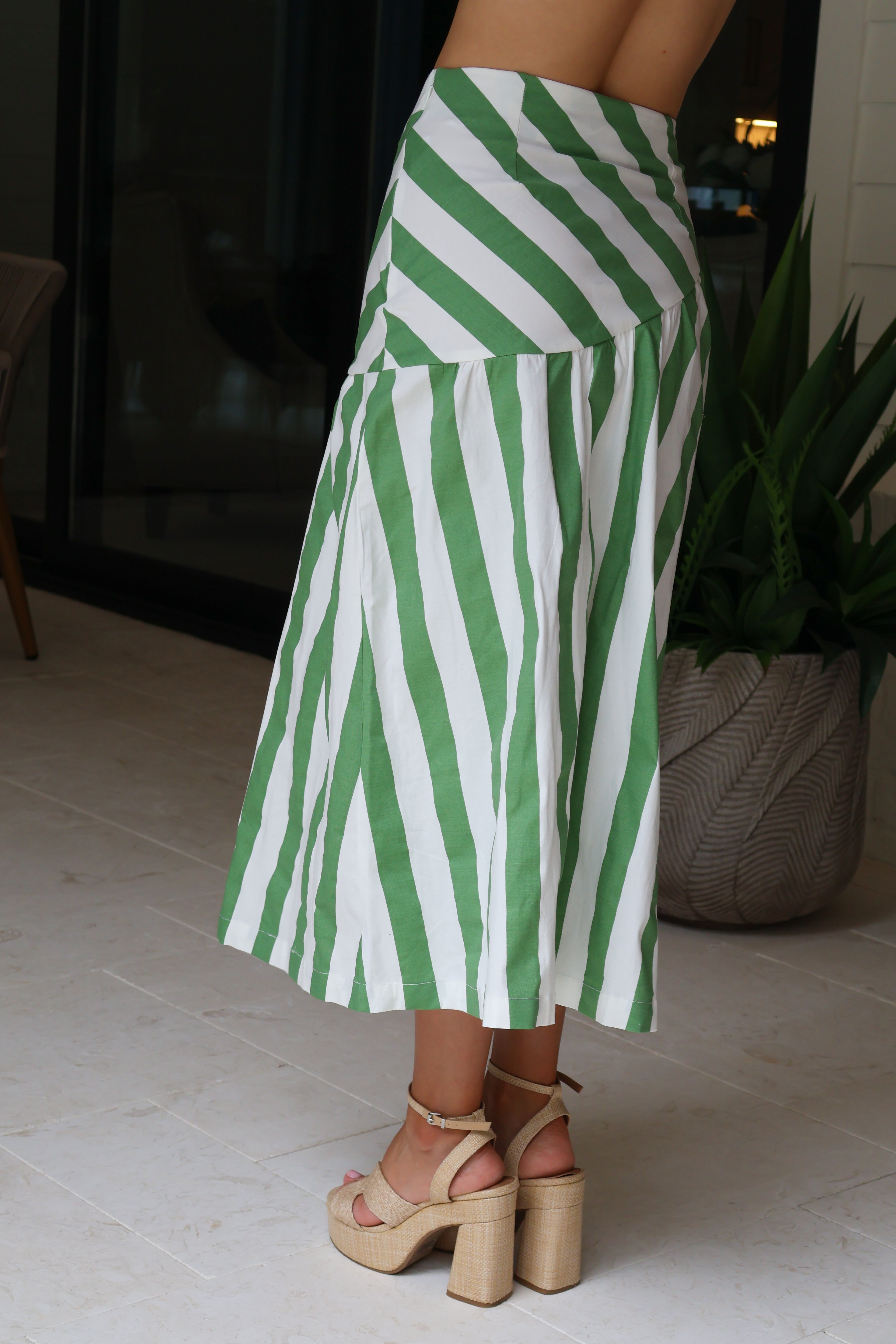 Sunday Stroll Asymmetrical Stripe Skirt
