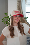 Make Heaven Crowded Embroidered Trucker Hat in Red