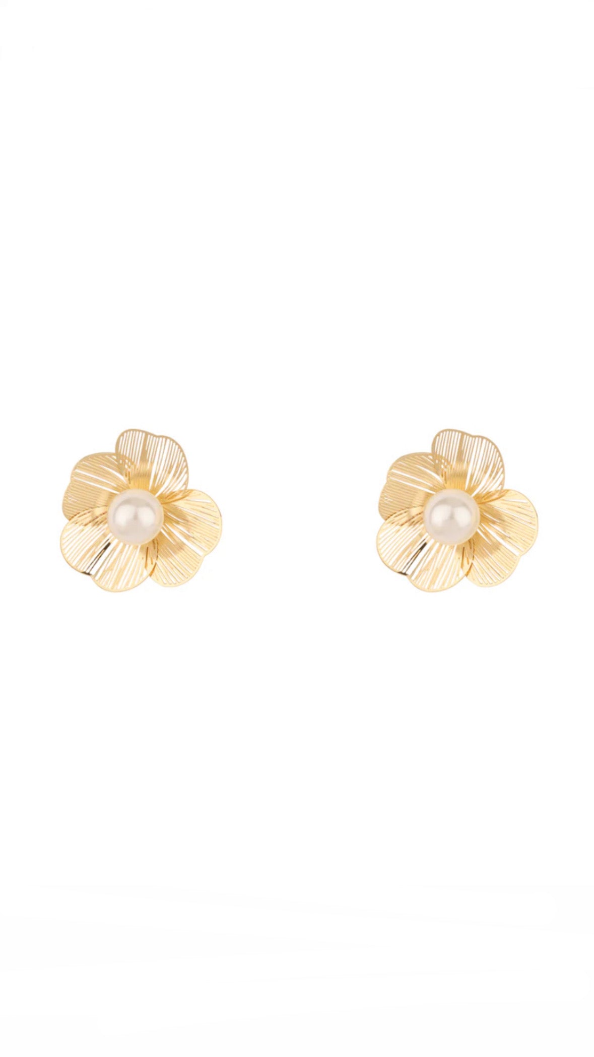 Pearl Bloom Gold Stud Earrings