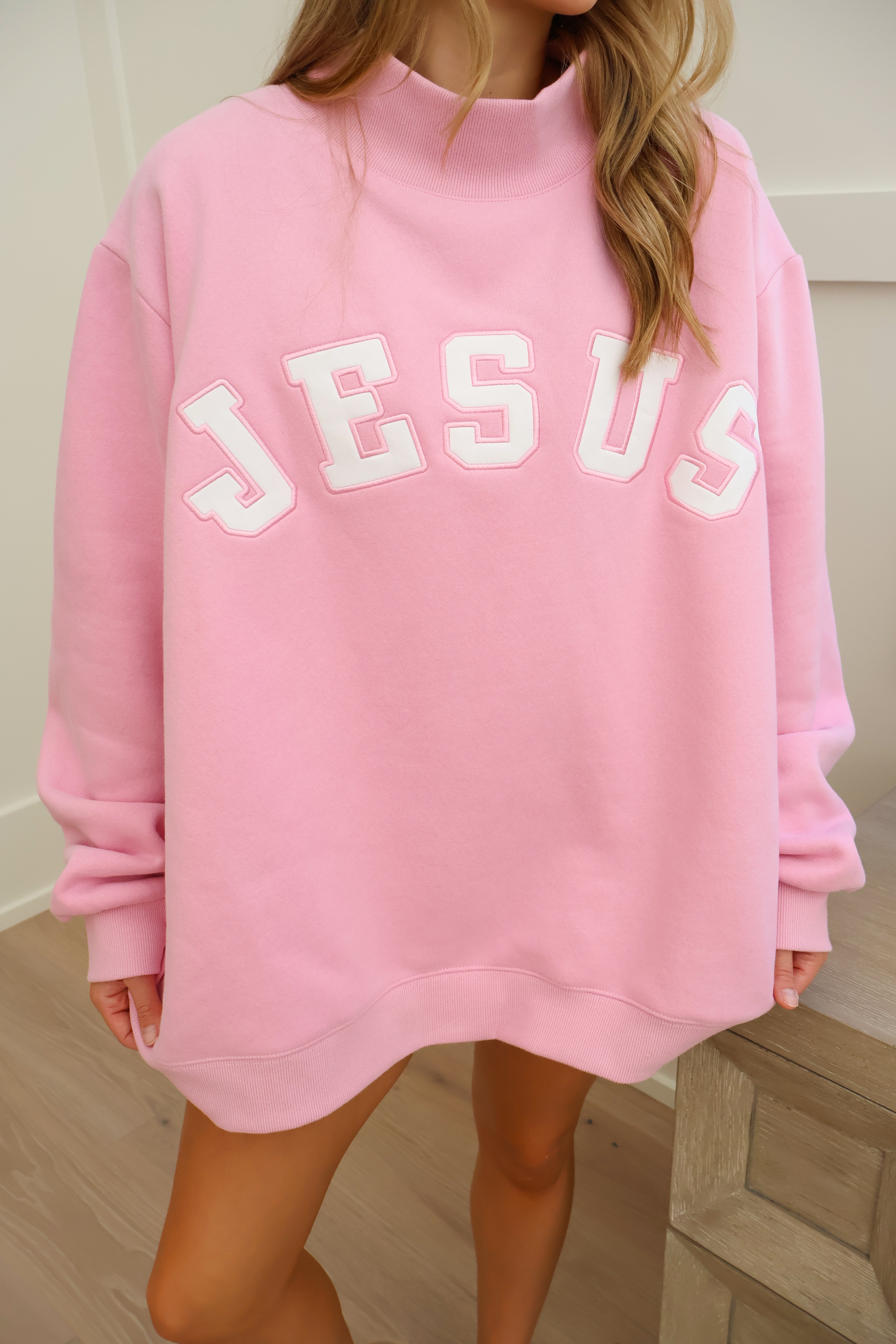 *RESTOCKED* The JESUS Mockneck — Soft Pink