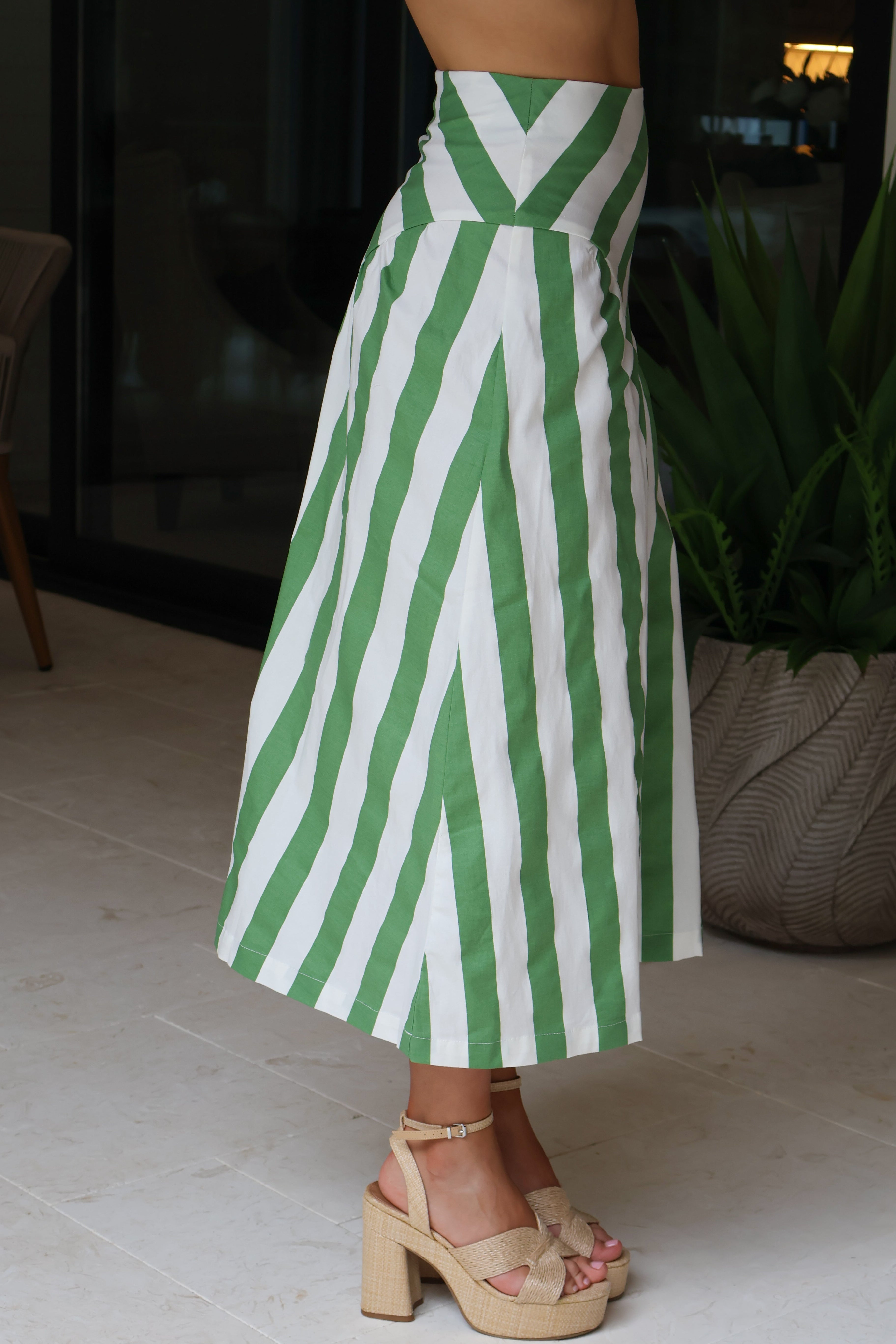 Sunday Stroll Asymmetrical Stripe Skirt