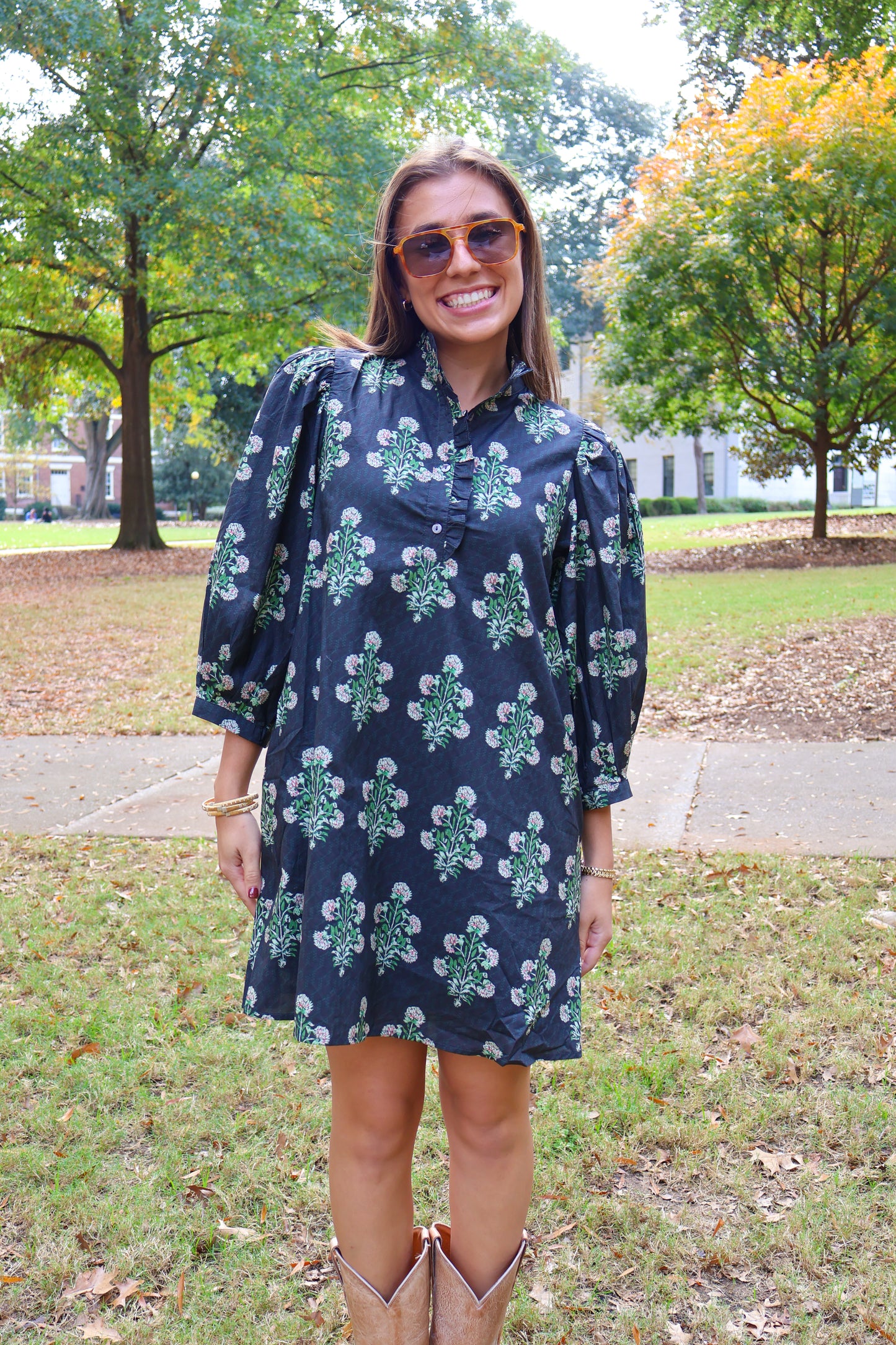 The Naomi Mini Dress — Black Floral