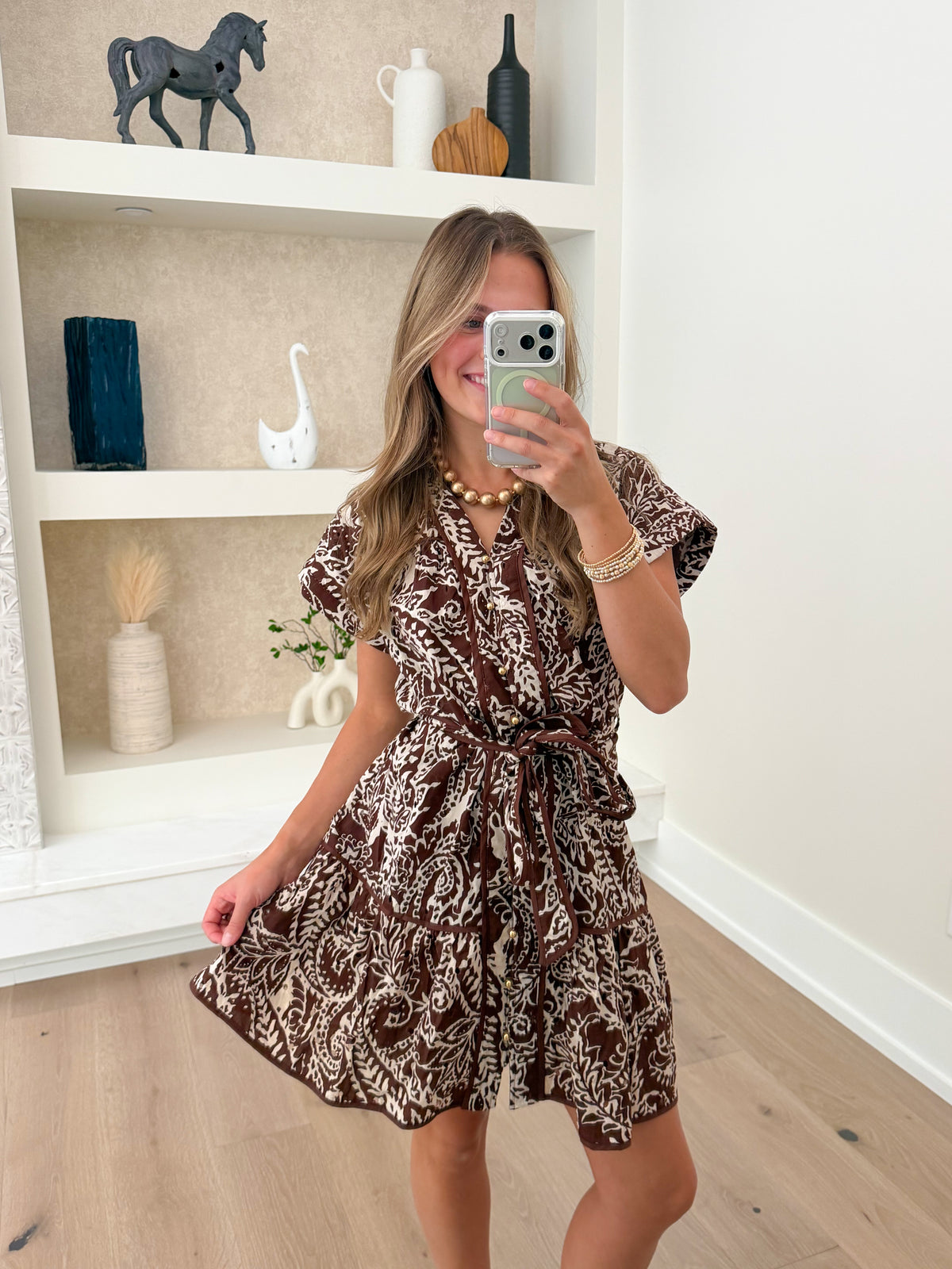 Chocolate Brown Eyelet Mini Dress