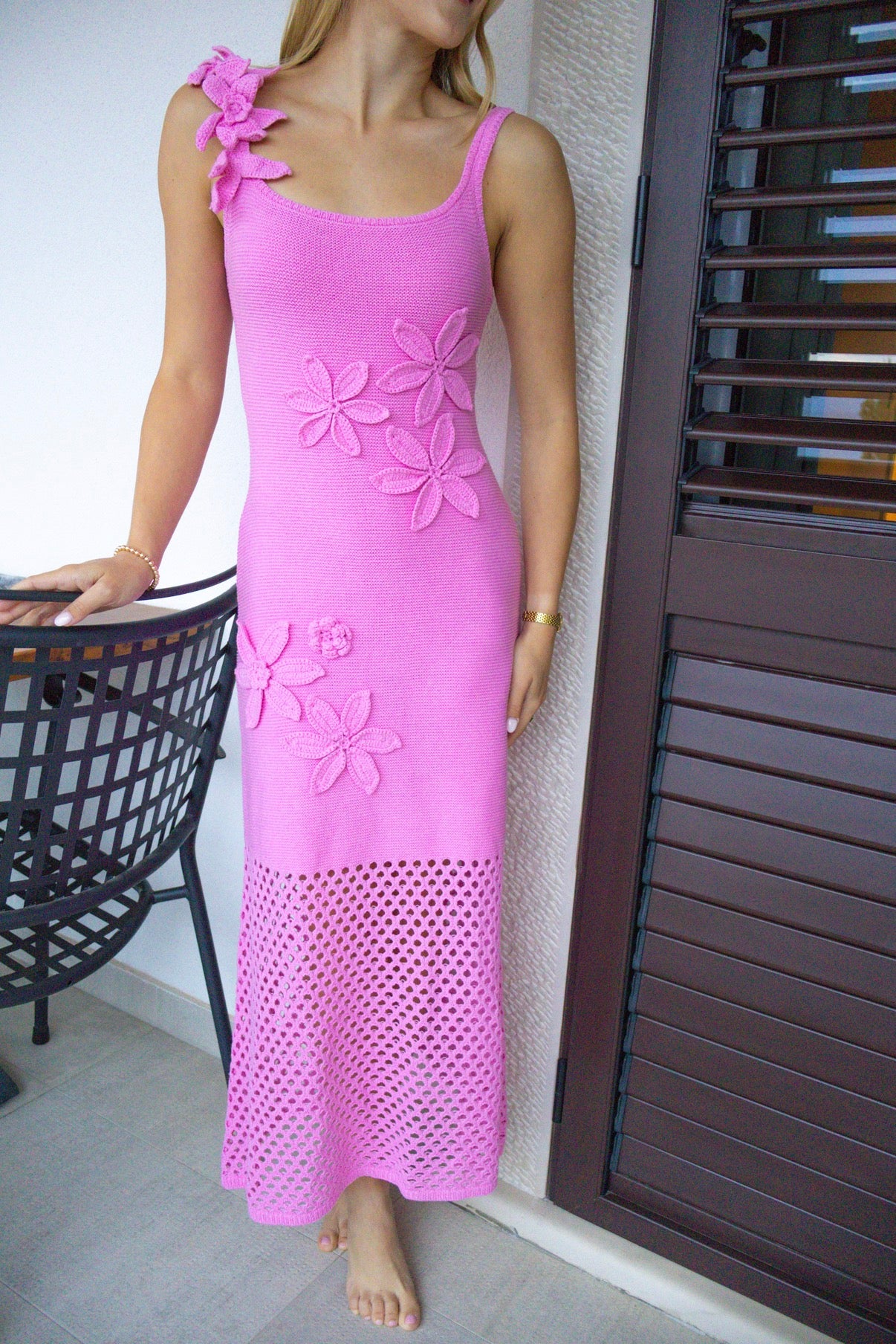 Pink Paradise Crochet Maxi