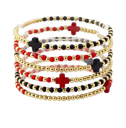 Gameday Red and Black Bracelet Stack (6 Bracelets)