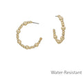 Square Beaded Gold Hoop Earring