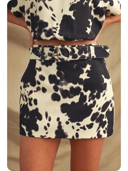 Dakota Cow Print Skort Set