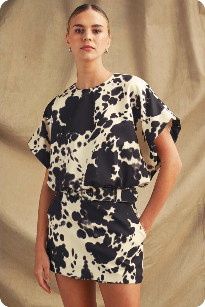 Dakota Cow Print Skort Set