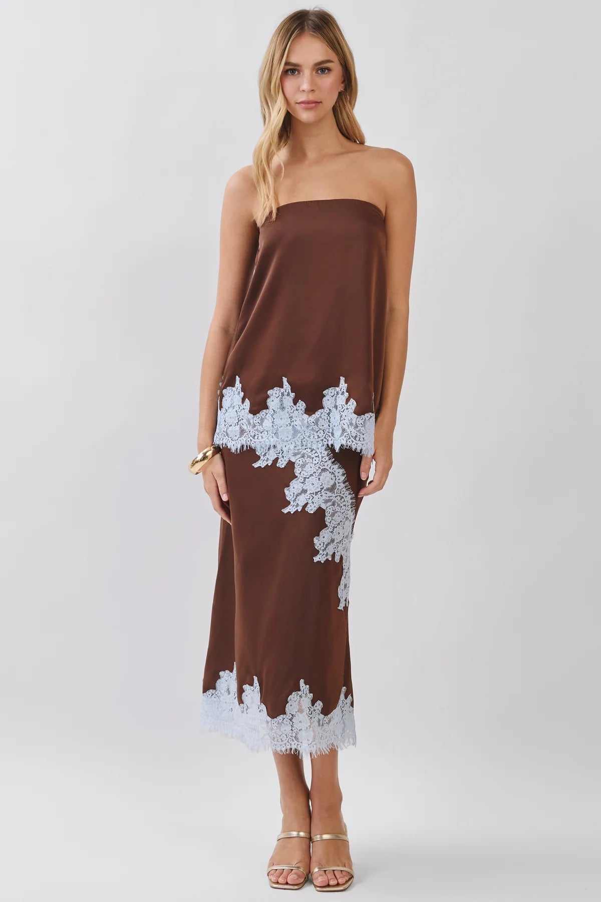 The Vienna Satin Lace Set (Chocolate)