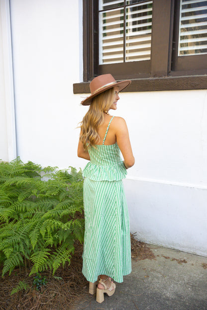 The Corinne Set - Green and White Stripe