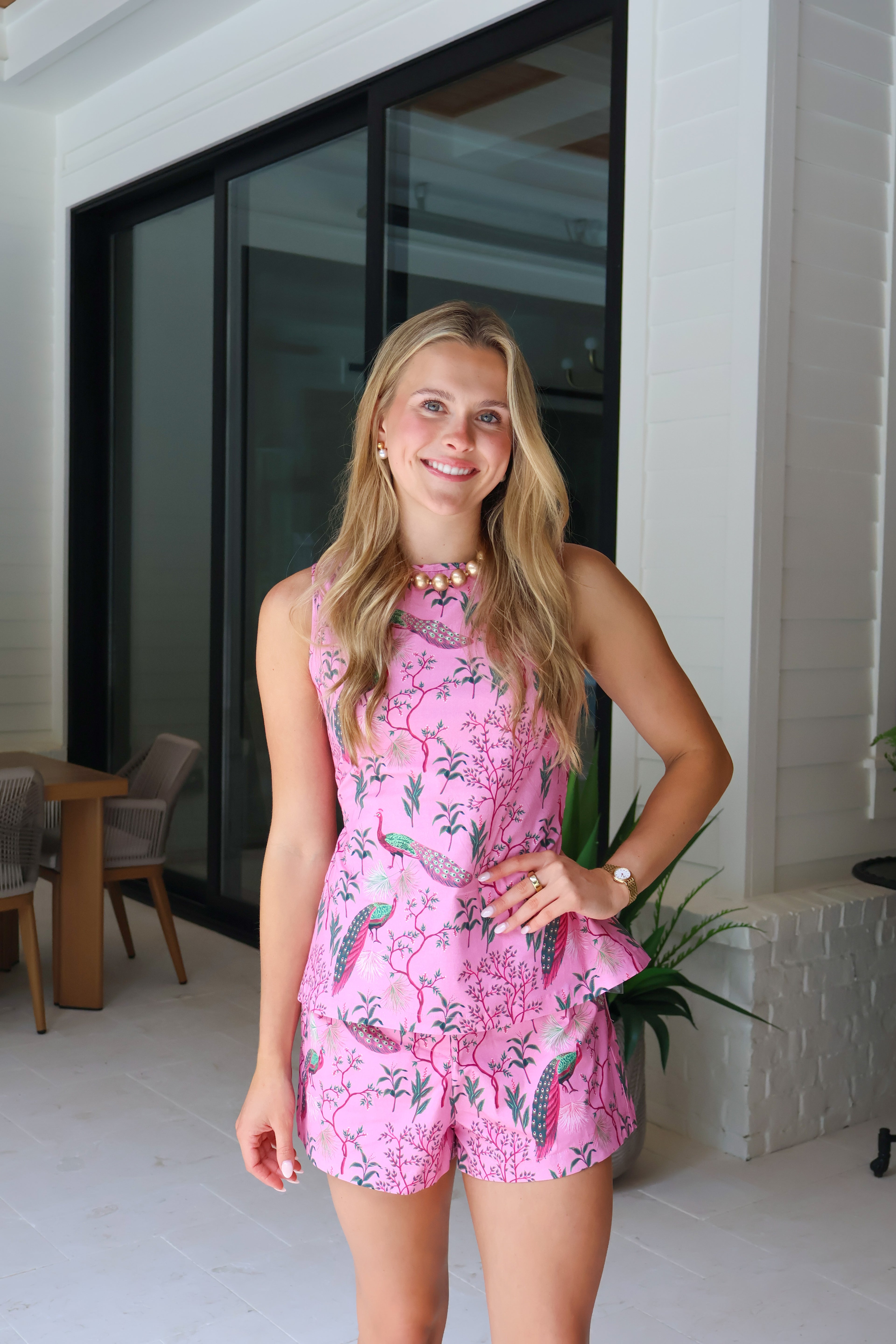 Peacock Garden Peplum Top and Short Set