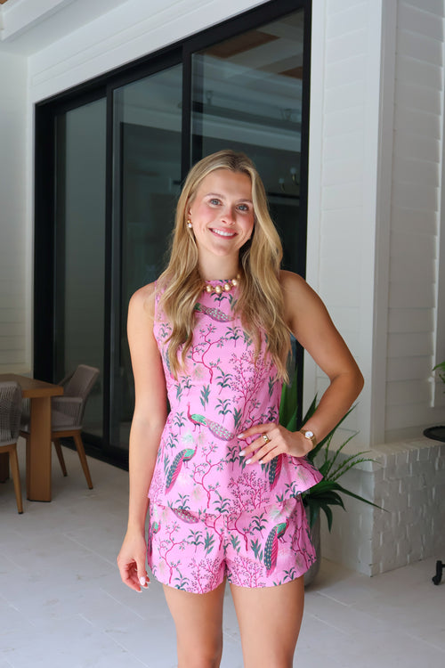 *RESTOCKED* Peacock Garden Peplum Top and Short Set