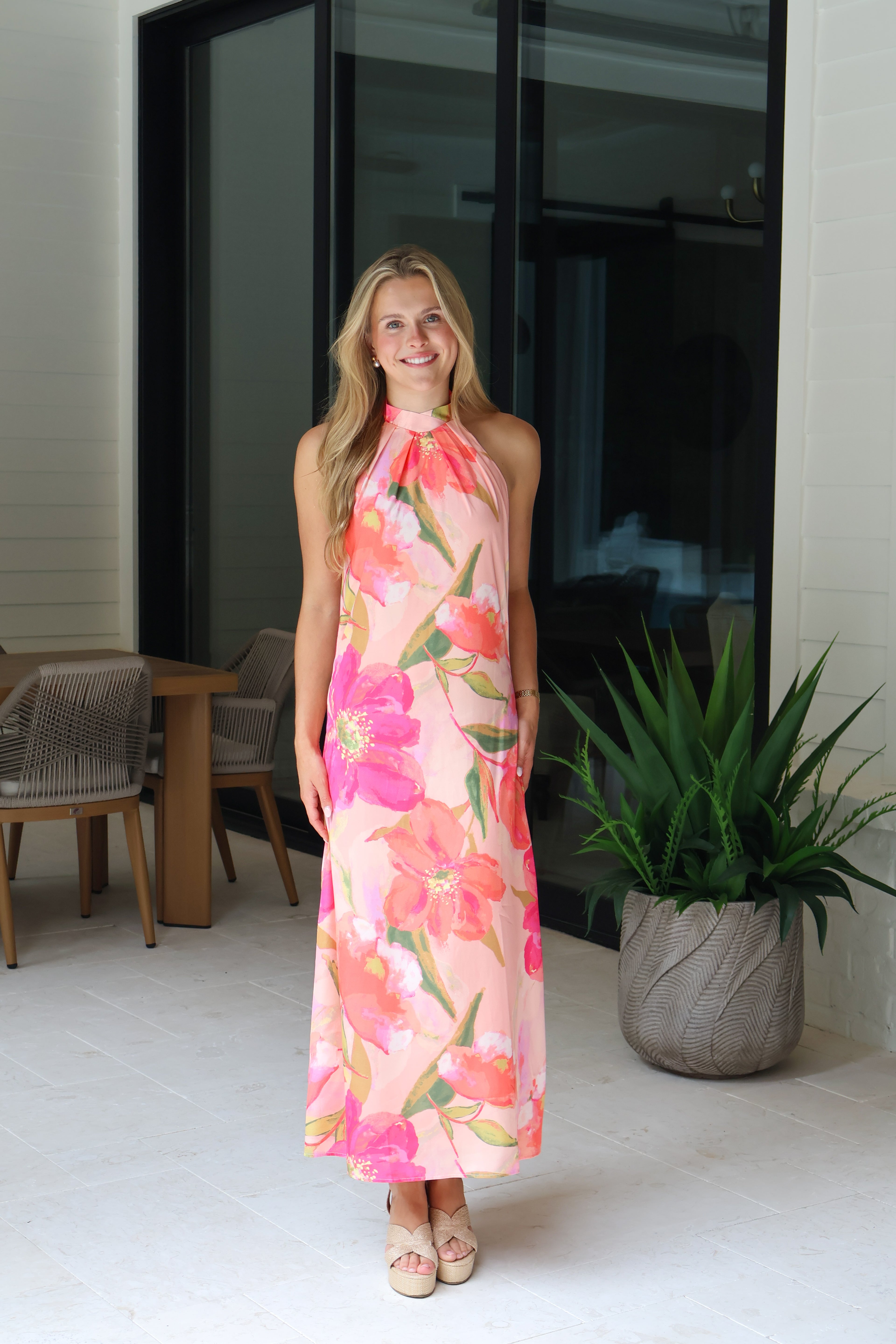 Painted Petals Halter Maxi