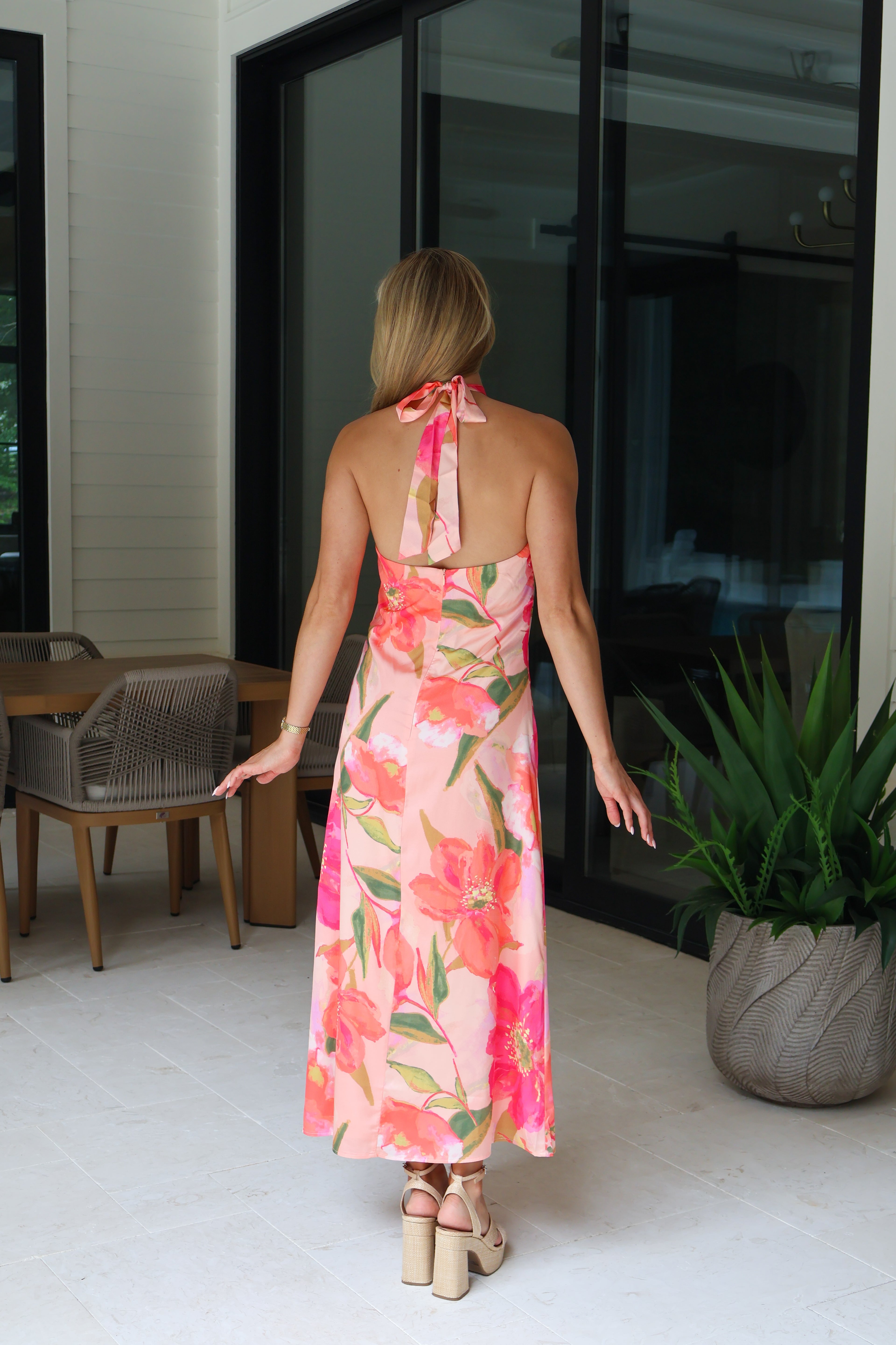 Painted Petals Halter Maxi