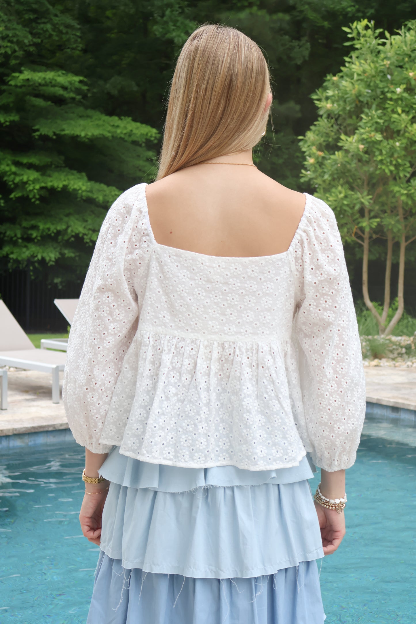 Mallory Crochet Puff Sleeve Top