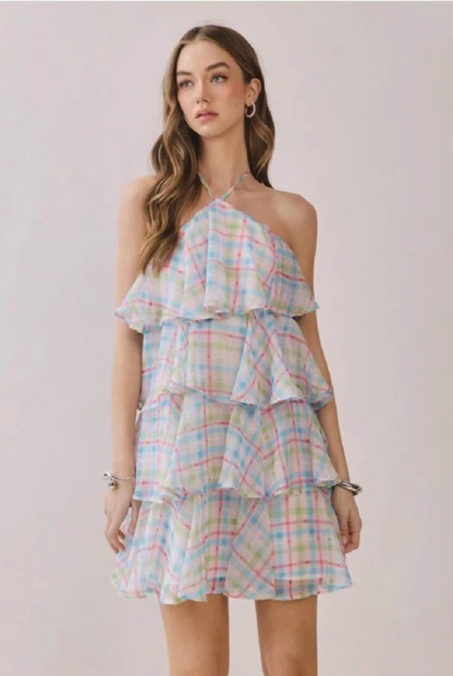 The Lenora Mini Dress - Multi Gingham