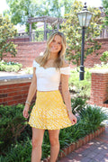 Honey Eyelet Skirt - Yellow & White