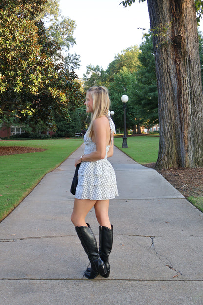 Overtime Polka Dot Halter Dress