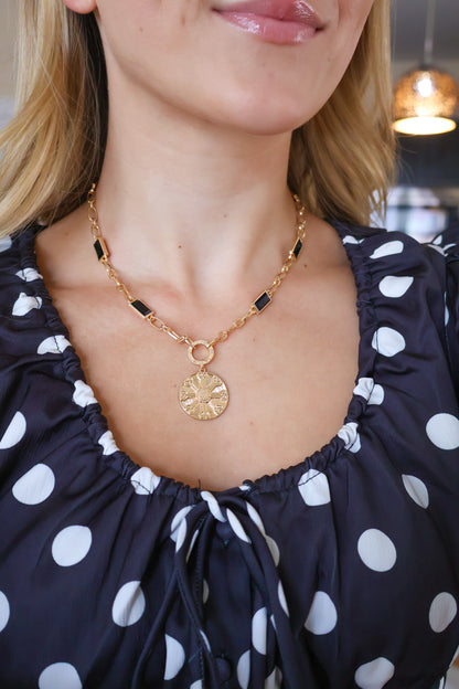 Midnight Coin Medallion Necklace
