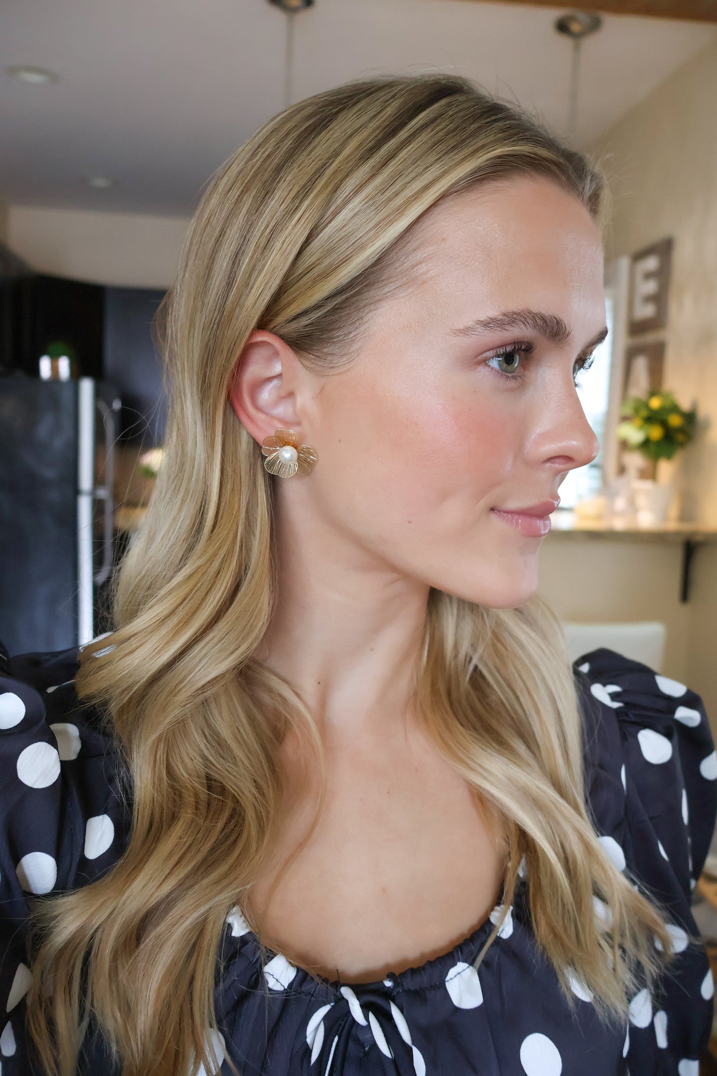 Pearl Bloom Gold Stud Earrings