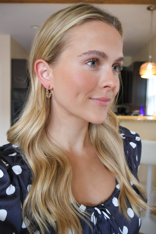 Golden Beaded Hoop Earrings