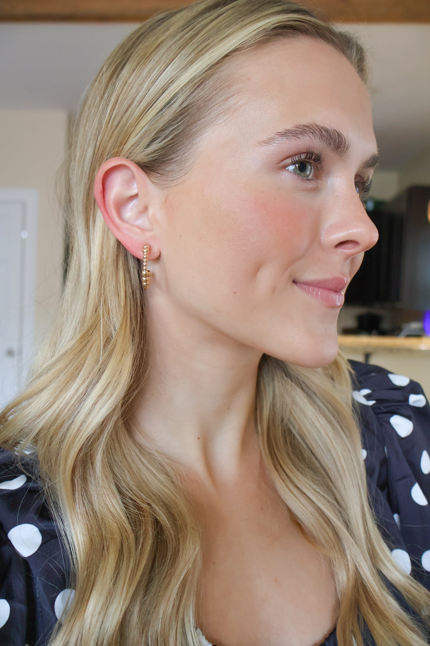 Golden Beaded Hoop Earrings