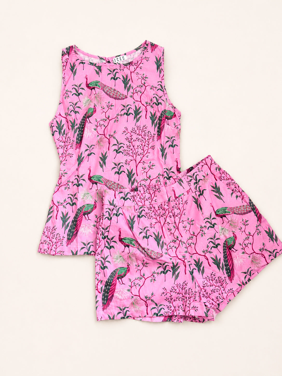 Peacock Garden Peplum Top and Short Set