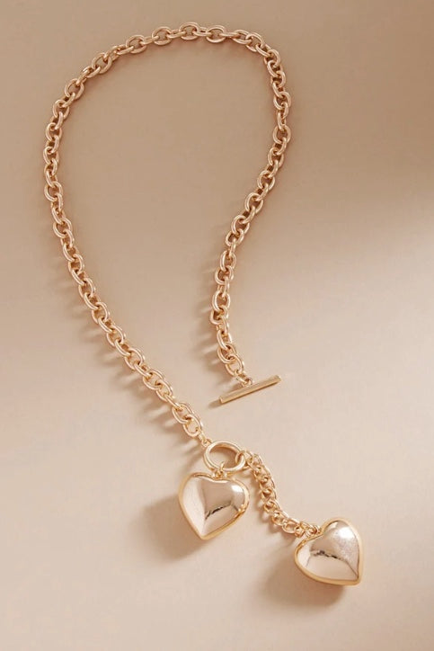 Honeybee Double Heart Drop Necklace