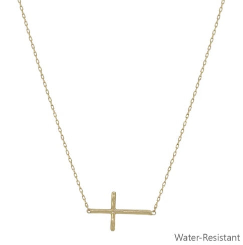 Grace Notes Dainty Sideways Cross Necklace