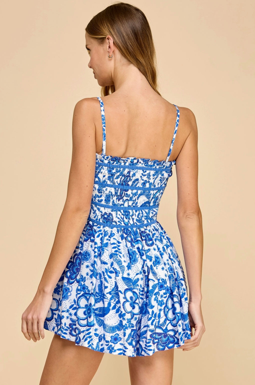 Harlow Floral Romper in Blue