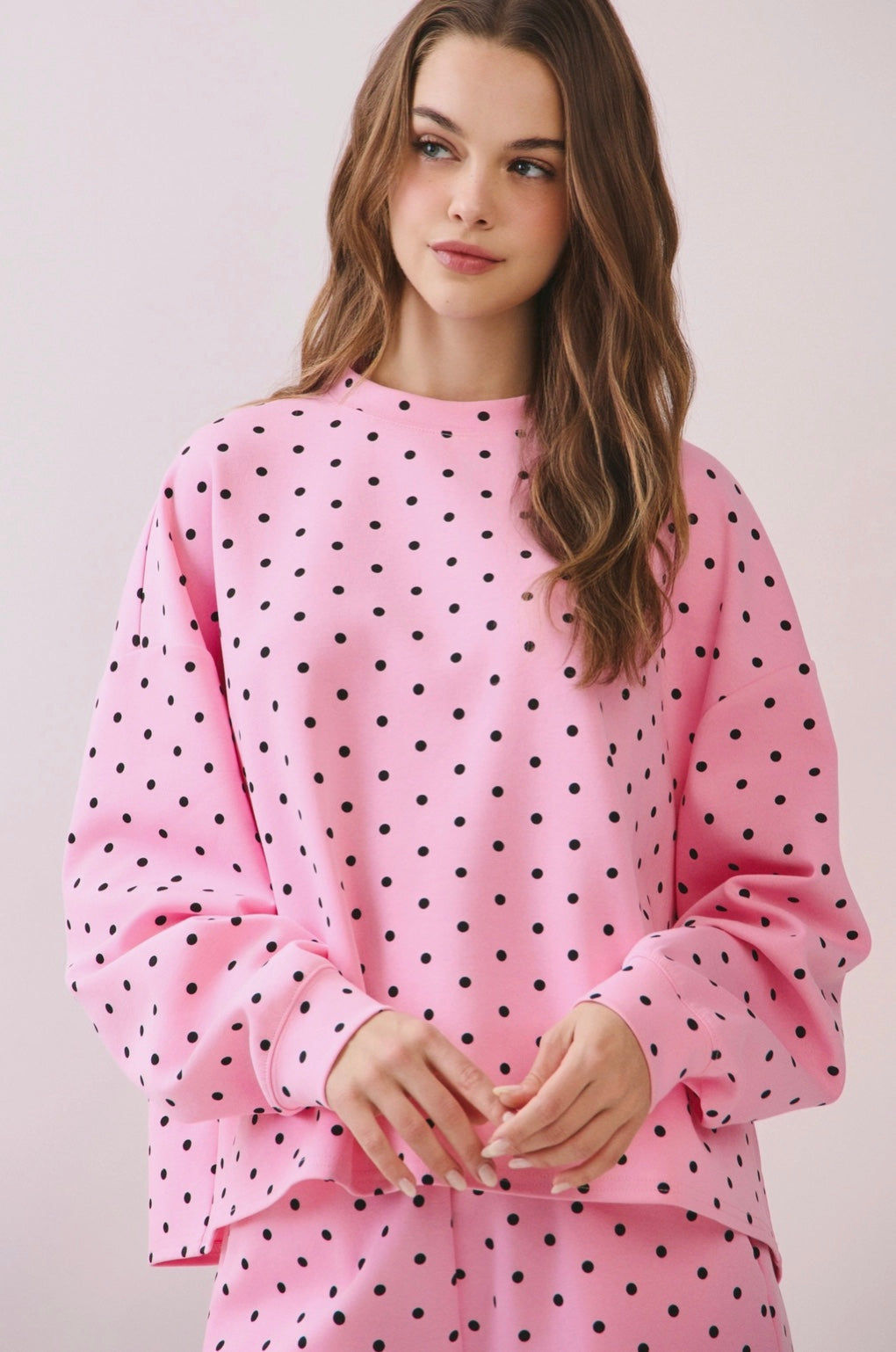 The Tinsley Lounge Set - Pink with Black Polka Dots