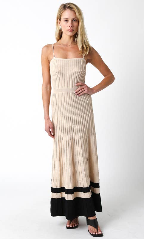 The Adelaide Knit Maxi Dress in Wine and Ecru