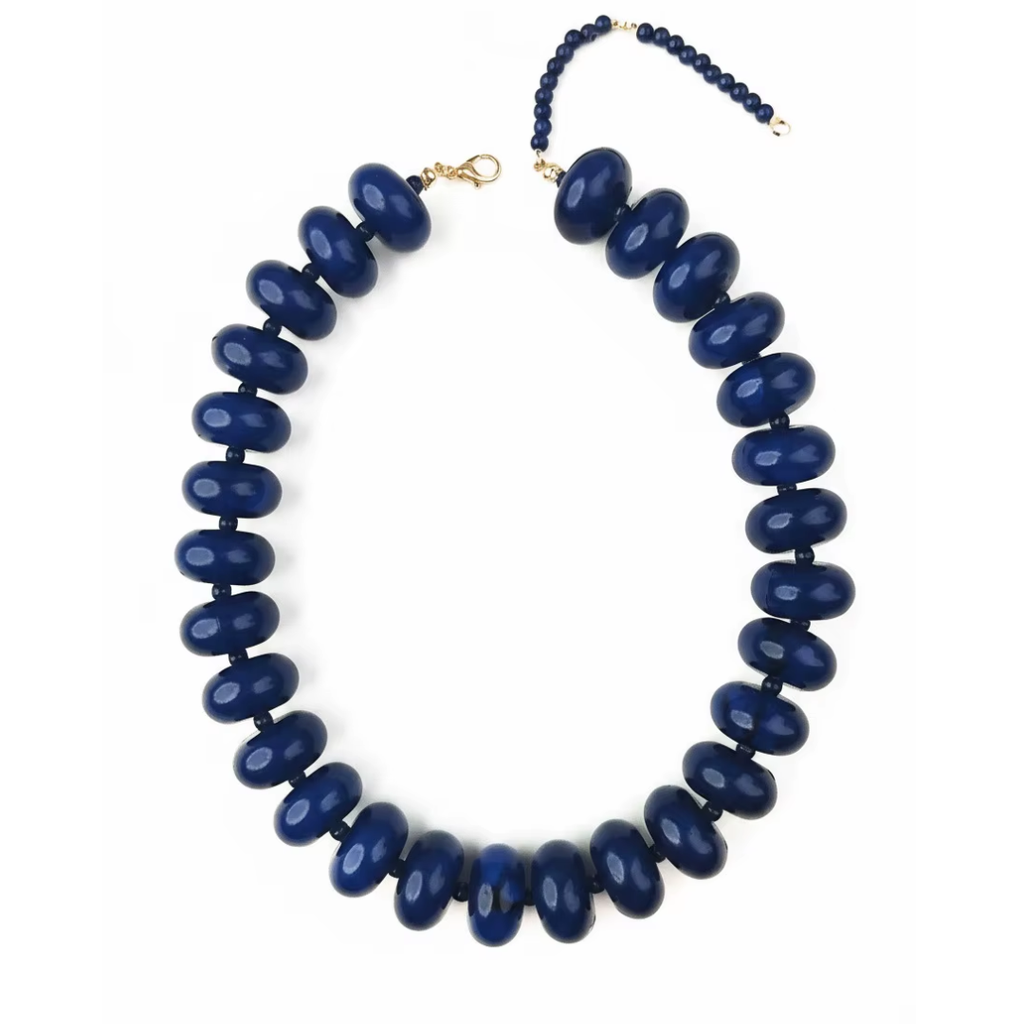 Dolly Beaded Statement Necklace in Navy