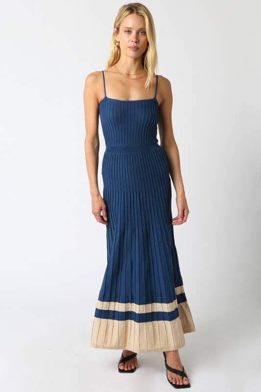 The Adelaide Knit Maxi Dress in Teal and Khaki