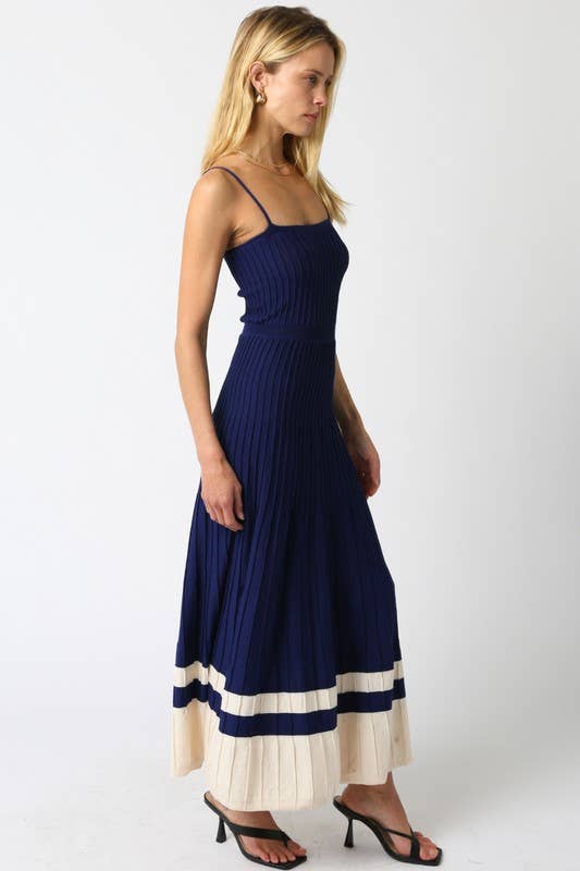 The Adelaide Knit Maxi Dress in Wine and Ecru