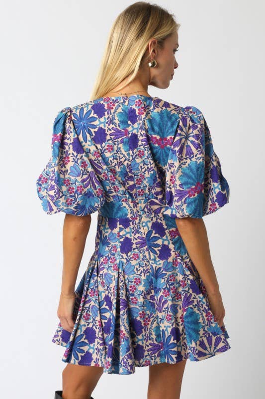 Ellison Floral Dress Cream/Purple