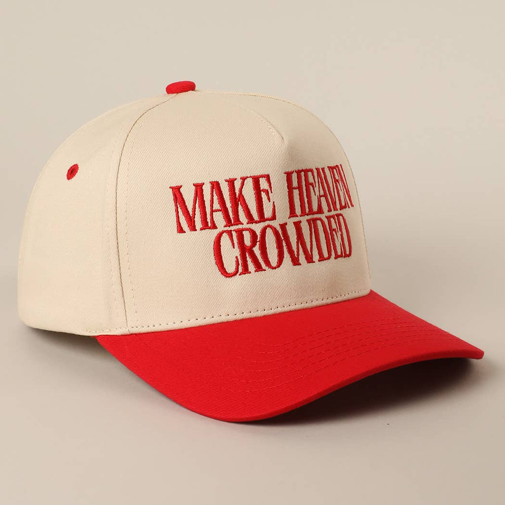 Make Heaven Crowded Embroidered Trucker Hat in Red
