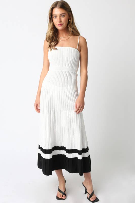 The Adelaide Knit Maxi Dress in Wine and Ecru