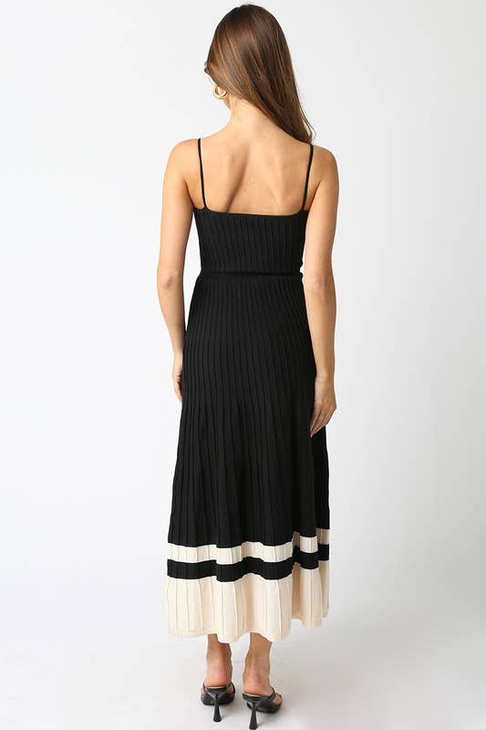 The Adelaide Knit Maxi Dress in Wine and Ecru